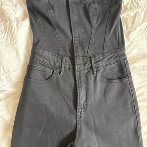 Good American Black Denim Jumpsuit
